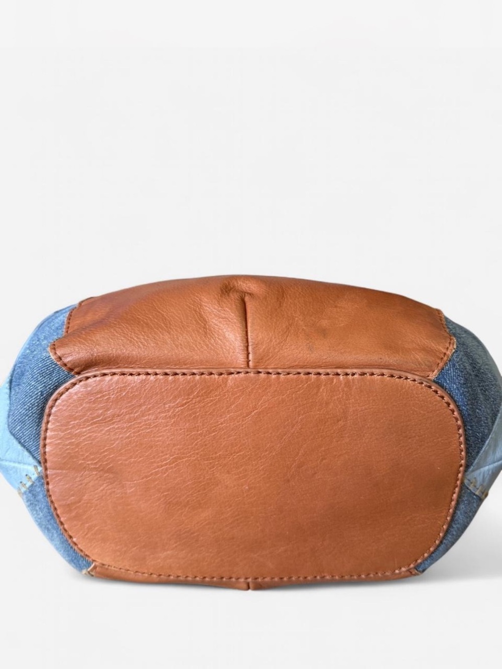 The SAK Indio Leather &
Denim Patchwork Satchel Boho Purse Hobo Shoulder Bag - Picture 5 of 8
